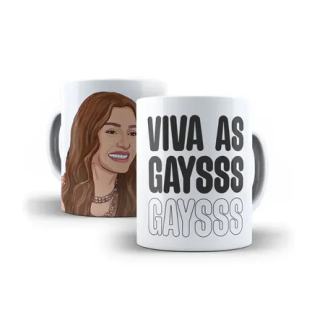 Caneca Ícone Lola de Beleza Fatal com a frase Viva as Gays