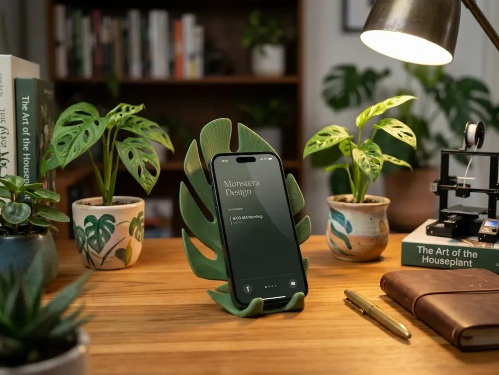 Suporte de Telefone Folha de Monstera Fluido